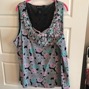 EUC INC floral print black tank 3x